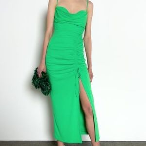 NWT Never Worn Zara Draped Midi Dress - Green (SMALL)